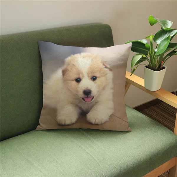 18'' Square Cushion Covers Dog Pet Cotton Linen Material Pillow Cases For Kids Baby Girl Boy Bedroom Decor Drop Shipping
