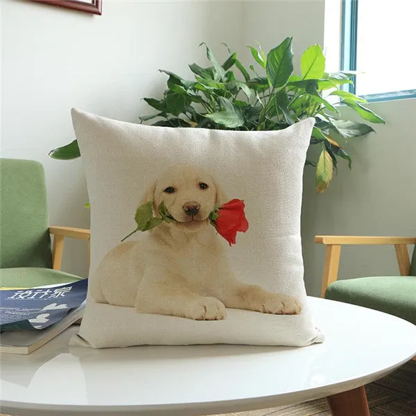 18'' Square Cushion Covers Dog Pet Cotton Linen Material Pillow Cases For Kids Baby Girl Boy Bedroom Decor Drop Shipping