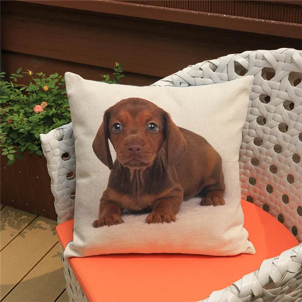 18'' Square Cushion Covers Dog Pet Cotton Linen Material Pillow Cases For Kids Baby Girl Boy Bedroom Decor Drop Shipping