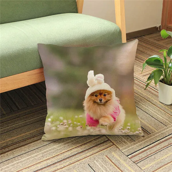 18'' Square Cushion Covers Dog Pet Cotton Linen Material Pillow Cases For Kids Baby Girl Boy Bedroom Decor Drop Shipping