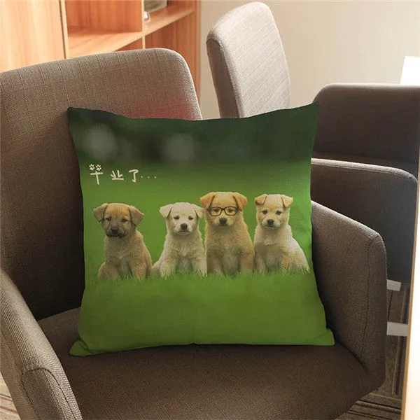 18'' Square Cushion Covers Dog Pet Cotton Linen Material Pillow Cases For Kids Baby Girl Boy Bedroom Decor Drop Shipping