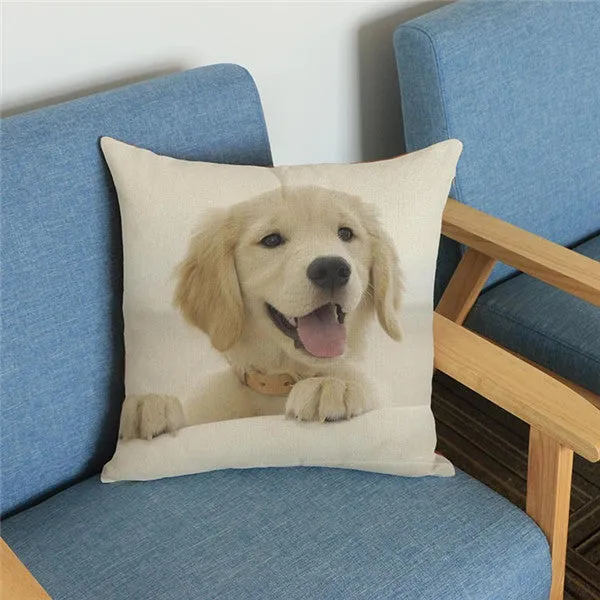 18'' Square Cushion Covers Dog Pet Cotton Linen Material Pillow Cases For Kids Baby Girl Boy Bedroom Decor Drop Shipping