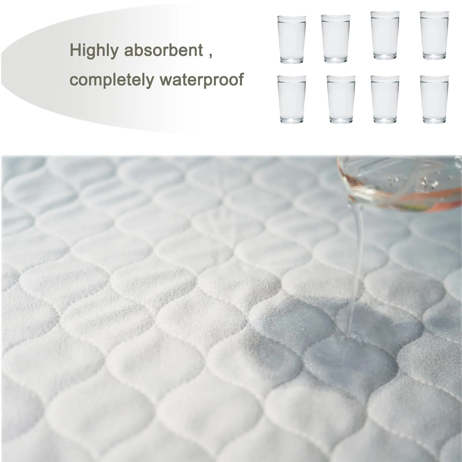 2 Pack Careboree Soft-Brushed Absorbent Washable Incontinence Underpads Leakproof Bed Pee Pads Waterproof Reusable 34X52 Fits Full Bed Durable Draw Sheet Mattress Protector