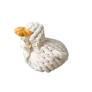 Agnes the White Duck Pet Squeaky Rope Toys
