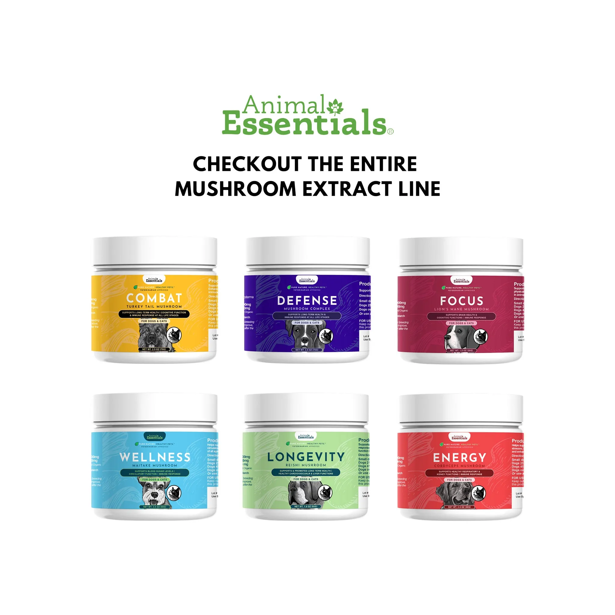 Animal Essentials ENERGY Cordyceps Mushroom Powder for Dogs & Cats