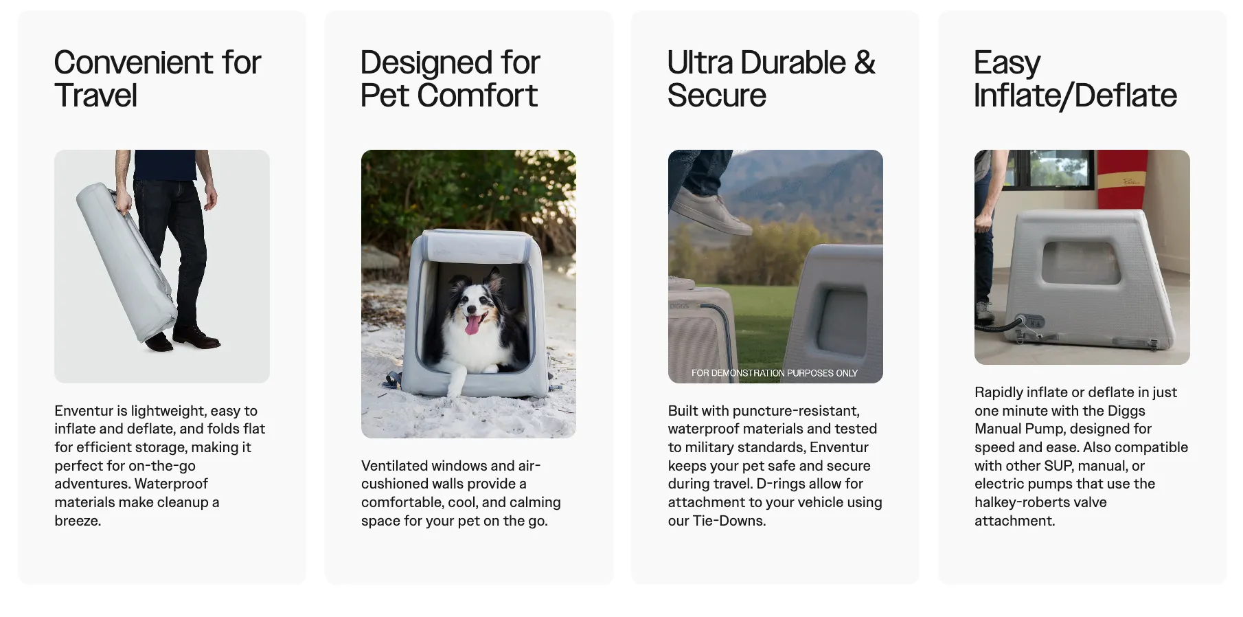 Available to Order 2-6 Weeks: Diggs Enventur Inflatable Dog Kennel - Safe for Car Travel