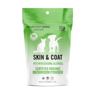 Canine Matrix Skin & Coat Organic Mushroom Allergy Support Supplement for Dogs & Cats