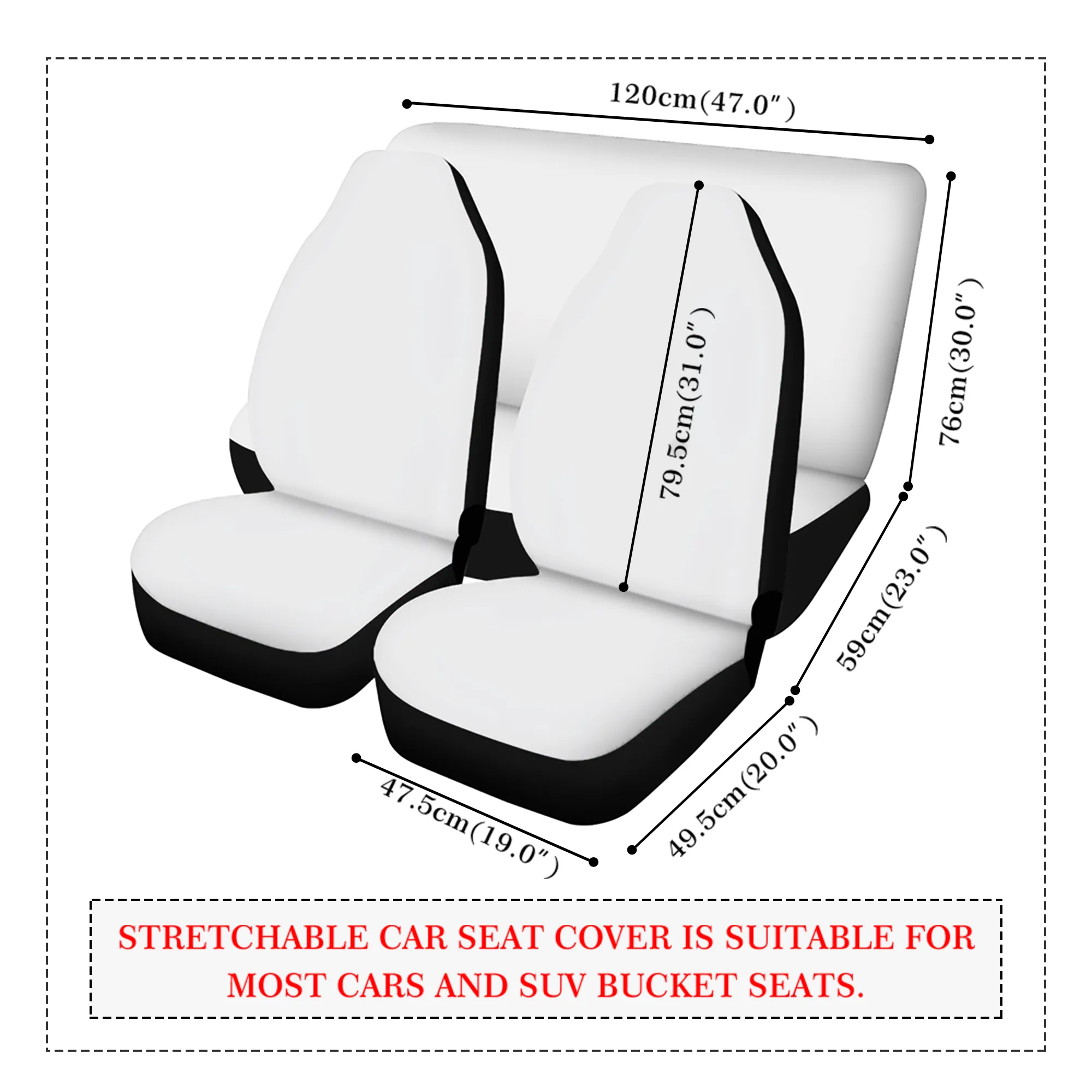 Checkered Front and Back Car Seat Covers Full Set (3 pcs), Black White Check Auto Front Dog Pet Vehicle SUV Universal Protector Men Women