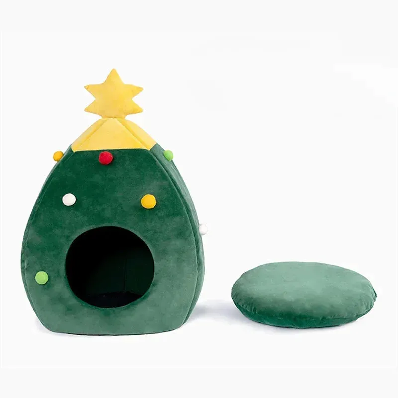 Christmas Tree Cat Bed – Cozy Heated Cat Tent for the Holidays