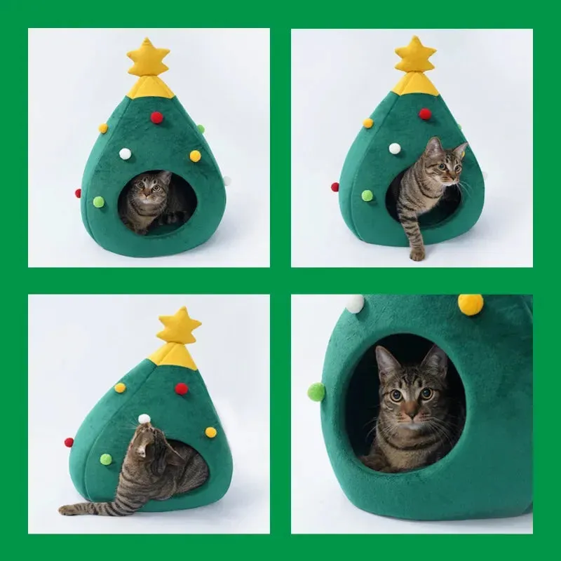 Christmas Tree Cat Bed – Cozy Heated Cat Tent for the Holidays