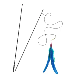 Da Bird Pull Apart Teaser Wand Cat Toy with Turkey Feathers by Go Cat