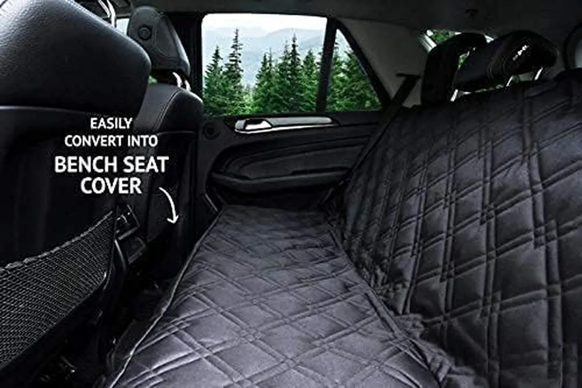 Dog Car Seat Cover for Back Seat - Waterproof Dog Car Seat Cover SUV - Car Seat Cover for Dogs - Back Seat Protector for Dog - Dog Hammock for Car, Dog Seat Cover for Truck (Large, Black)