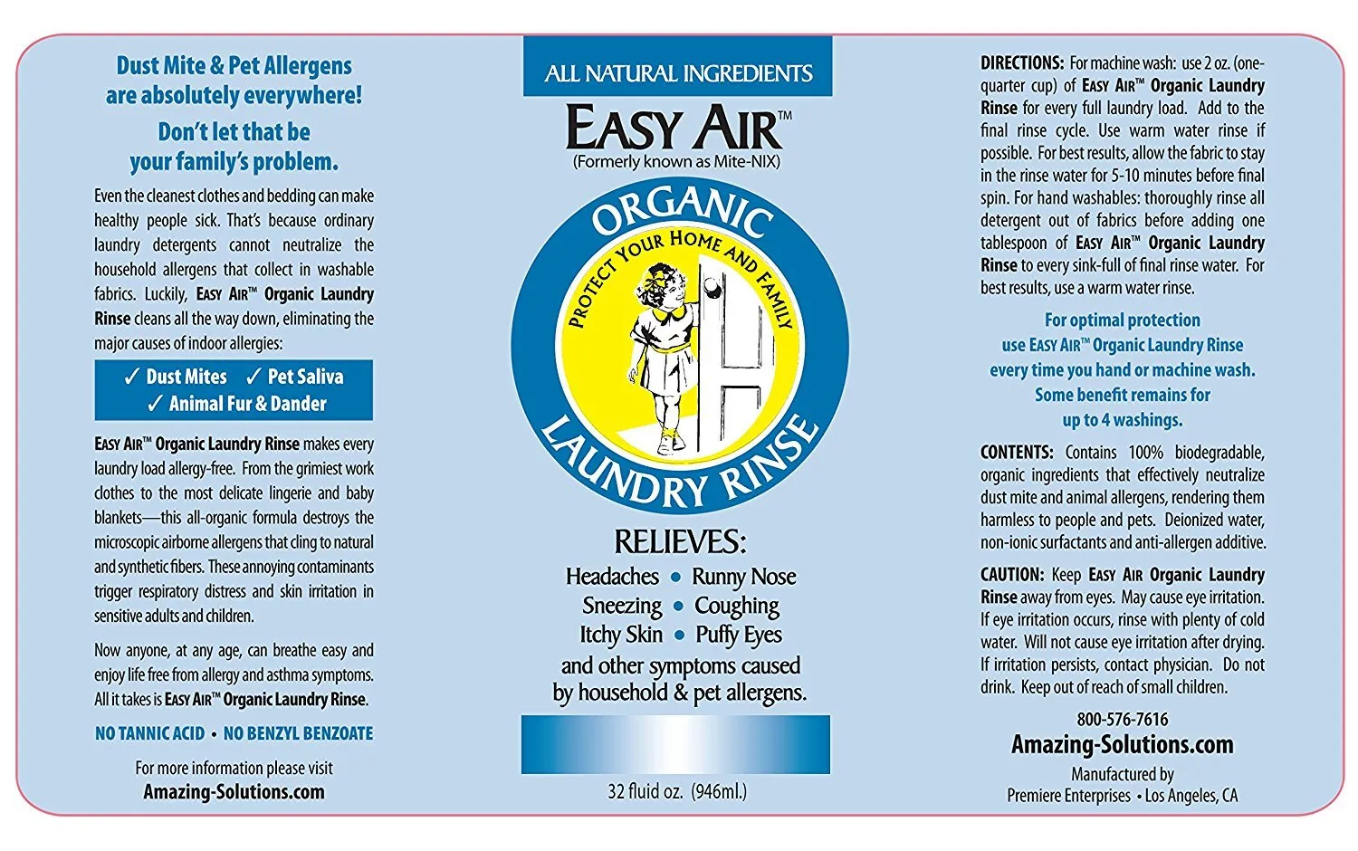 Easy Air Organic Allergy Relief Laundry Rinse Refi