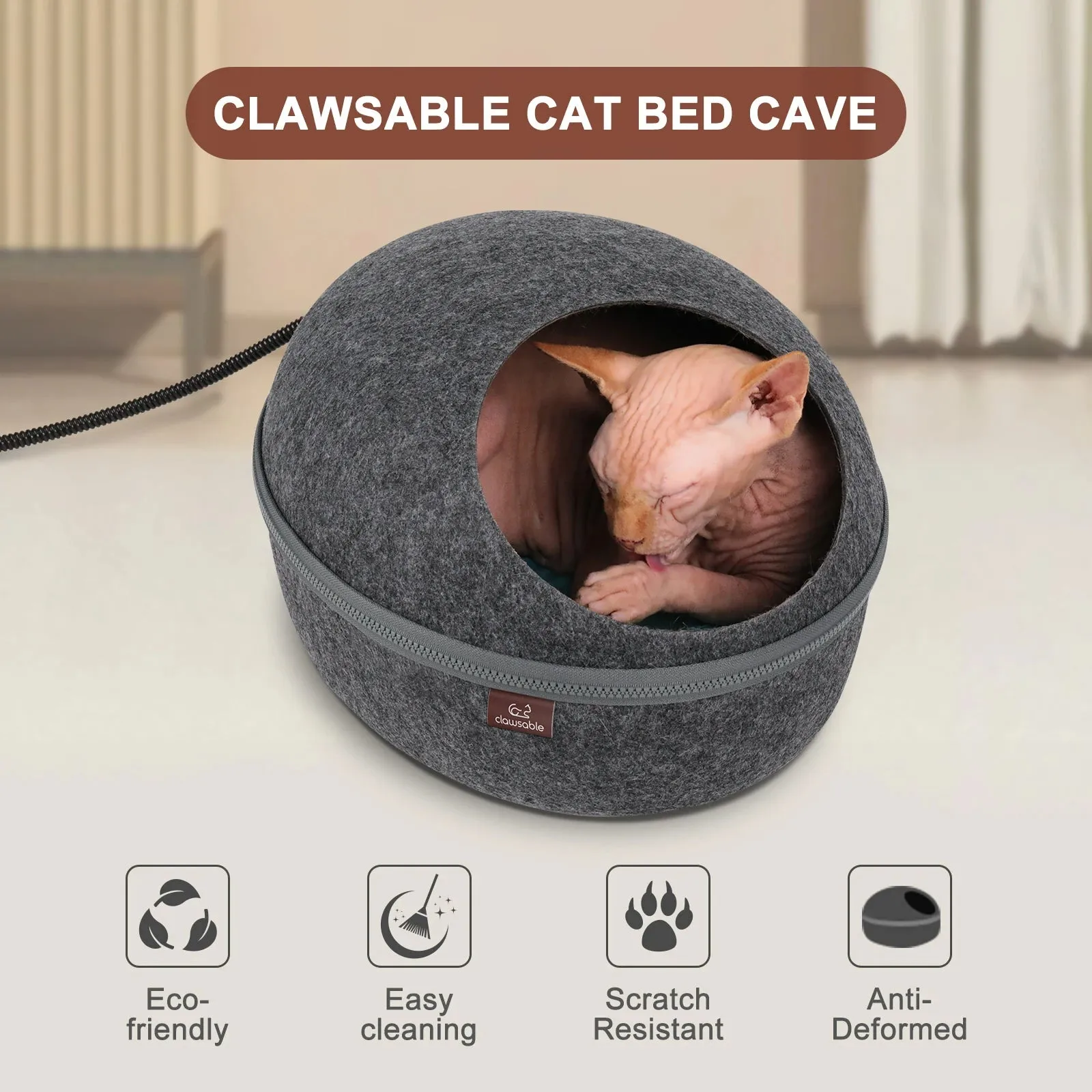 Egg Felt Heated Cat Cave