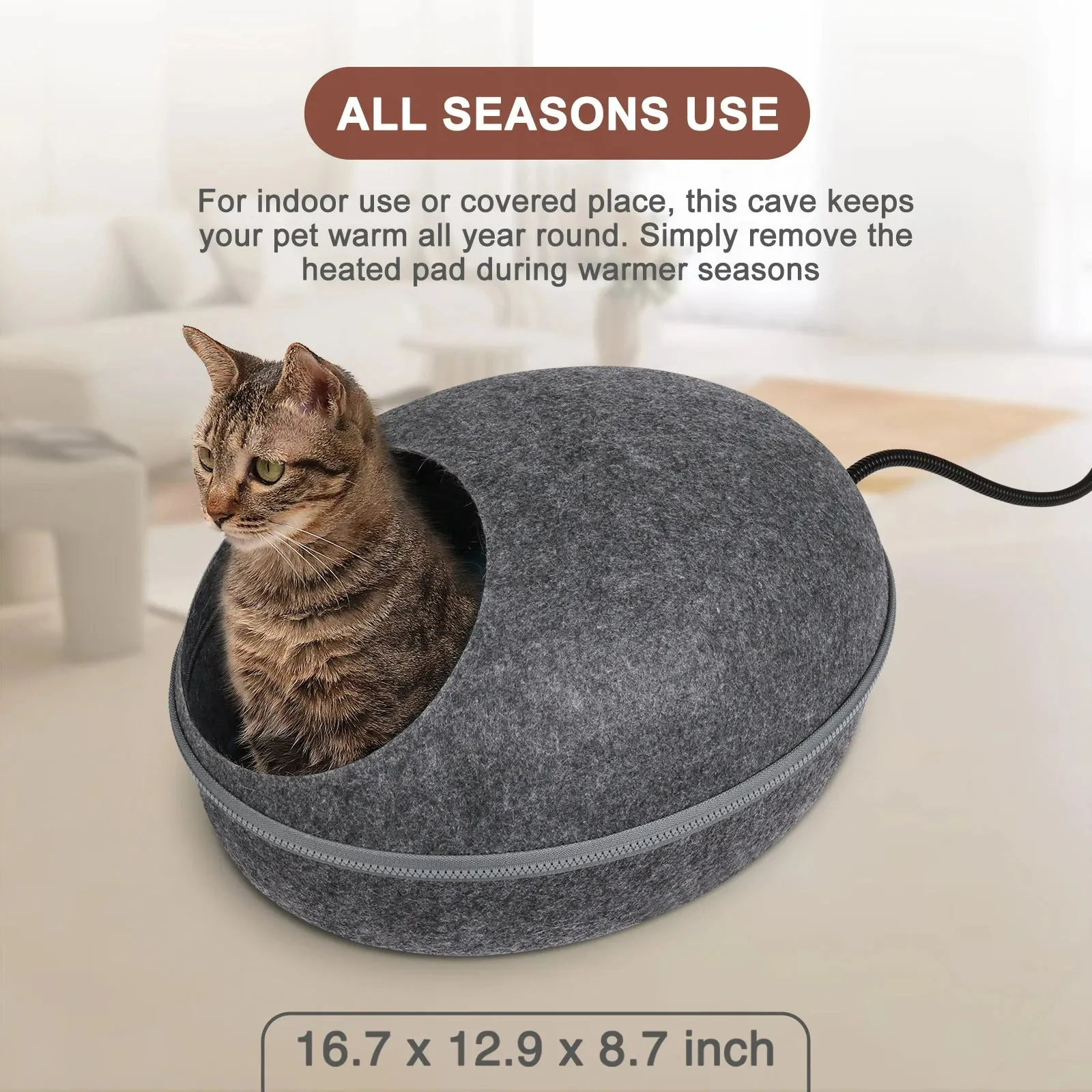 Egg Felt Heated Cat Cave