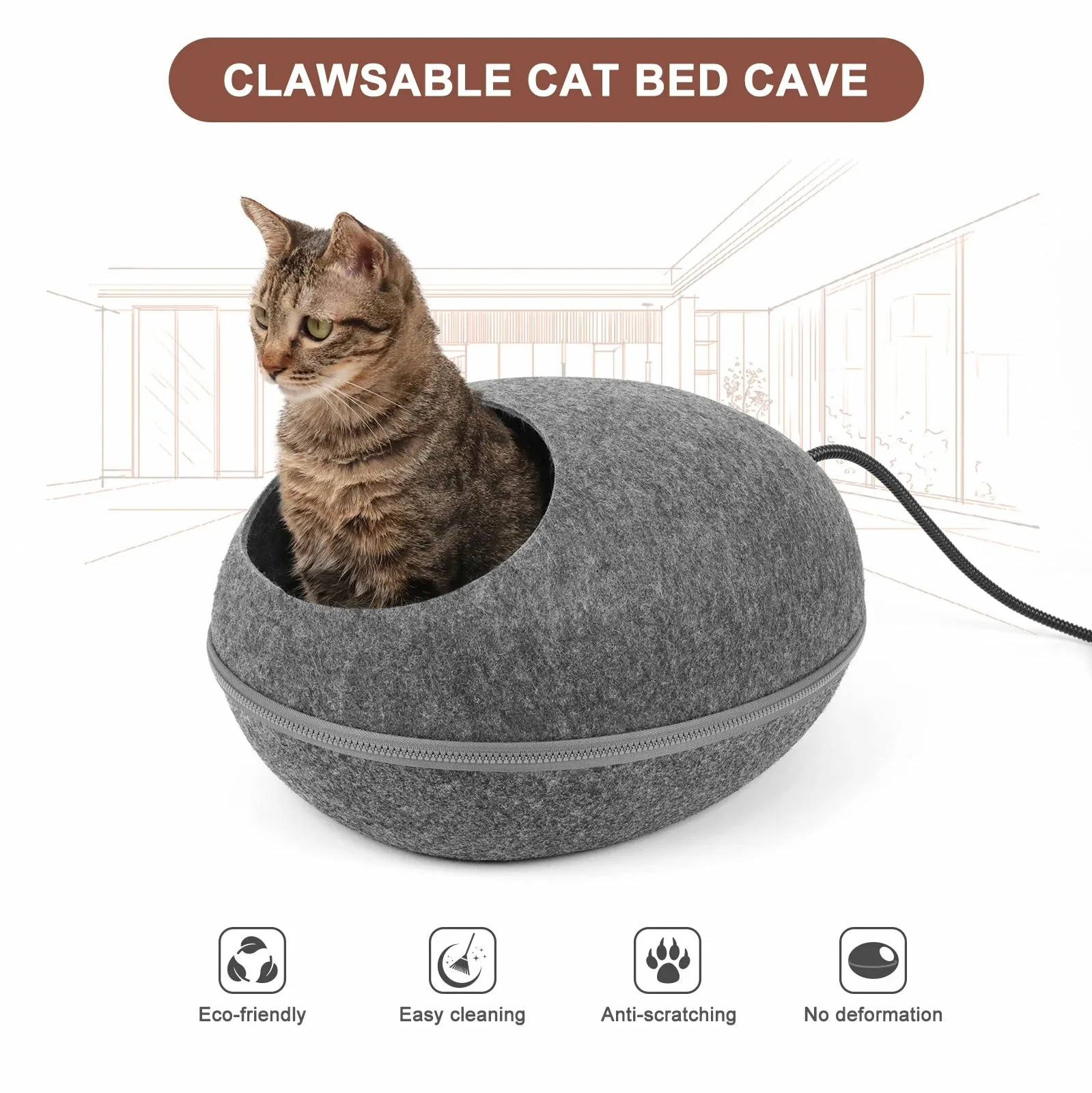 Egg Felt Heated Cat Nest