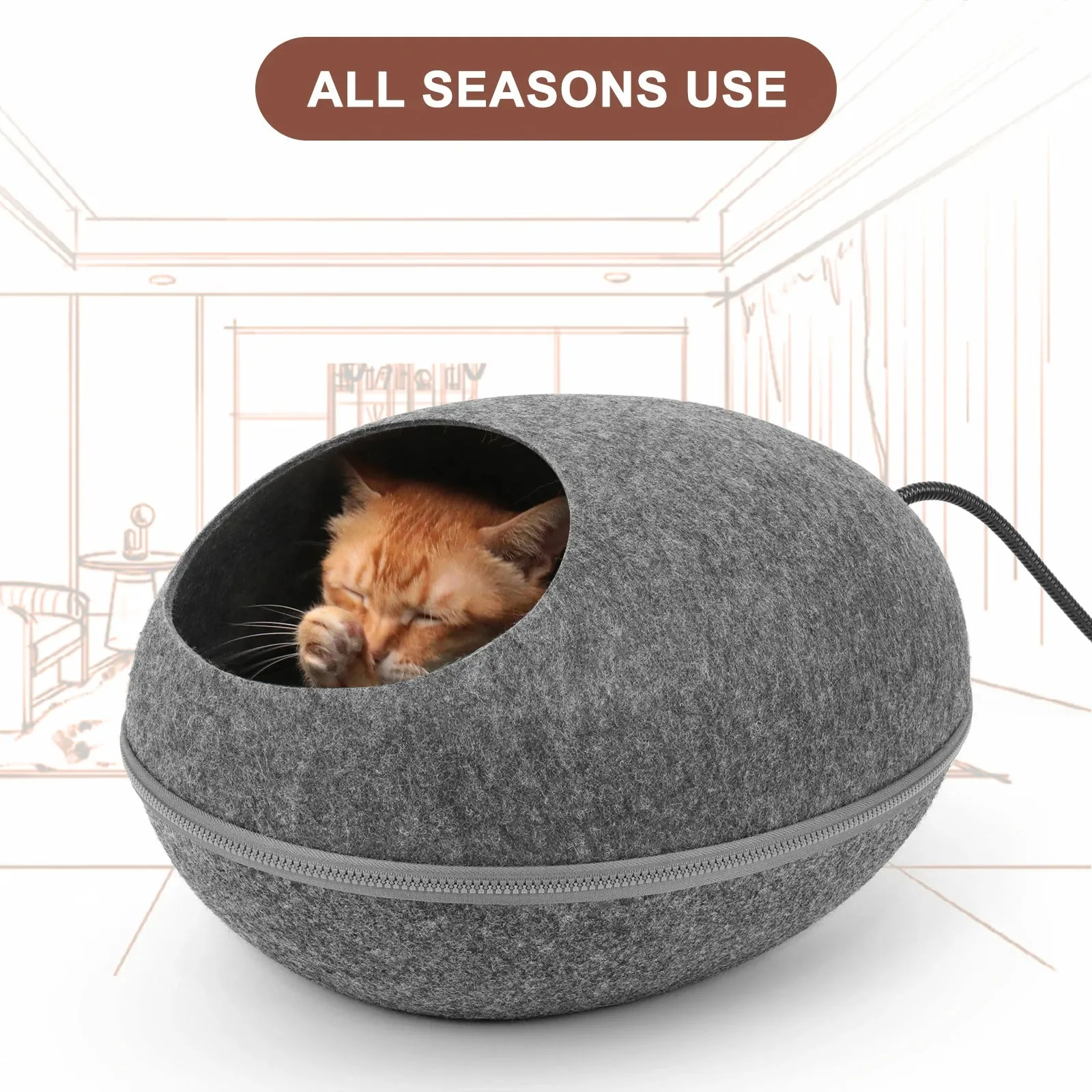 Egg Felt Heated Cat Nest