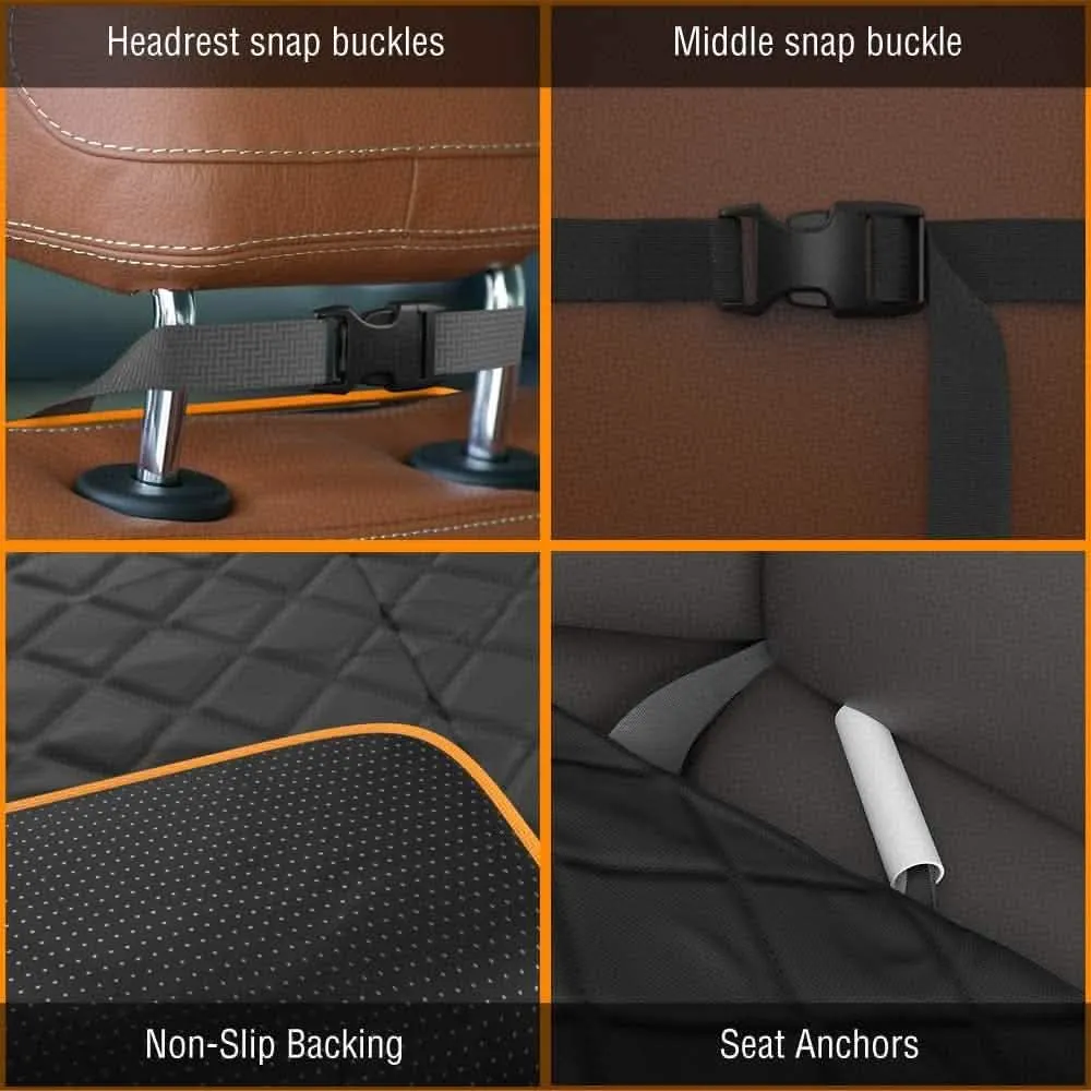Front Seat Pet Cover | Waterproof Car Protector for Dogs | Universal Fit for SUVs, Trucks & Sedans | Orange