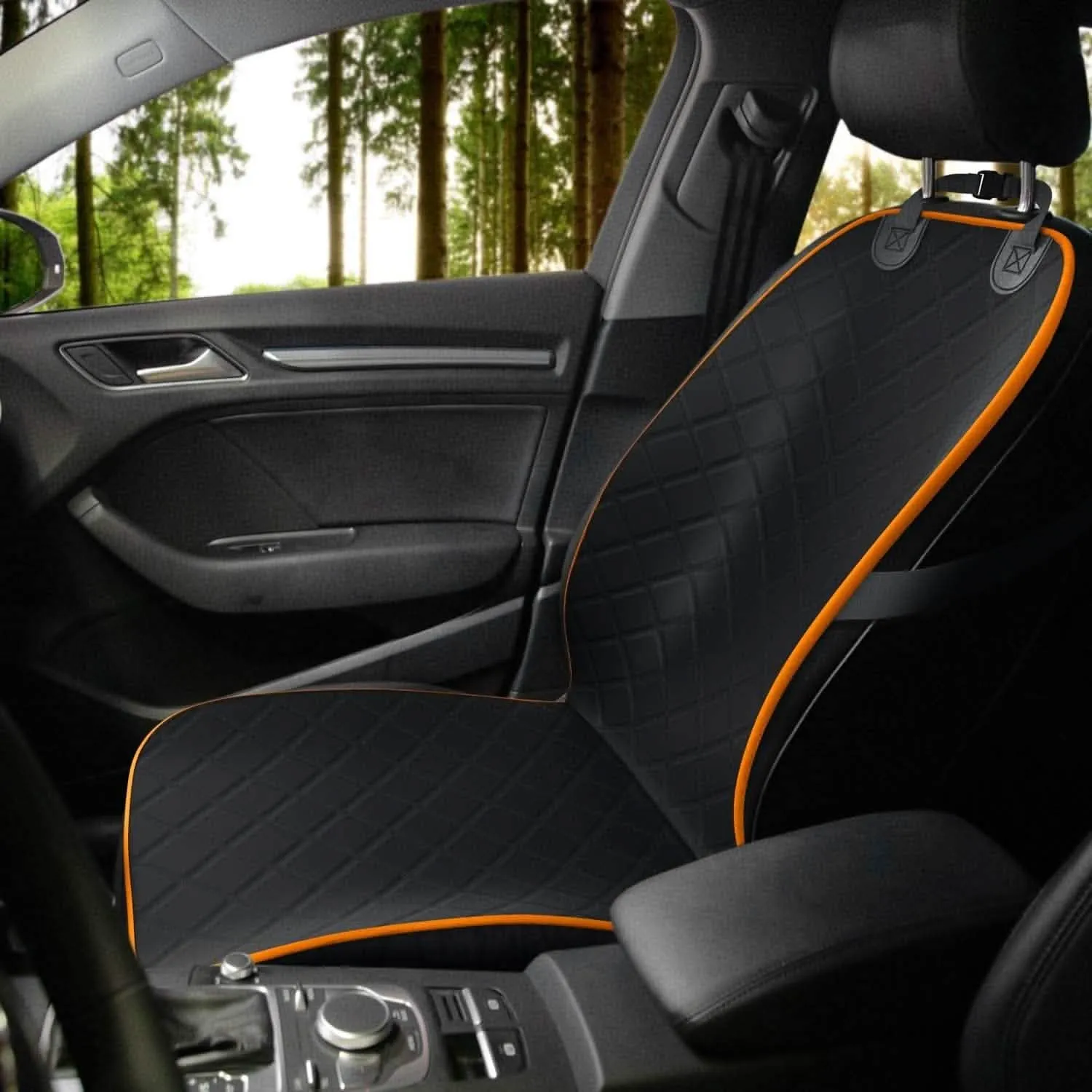 Front Seat Pet Cover | Waterproof Car Protector for Dogs | Universal Fit for SUVs, Trucks & Sedans | Orange