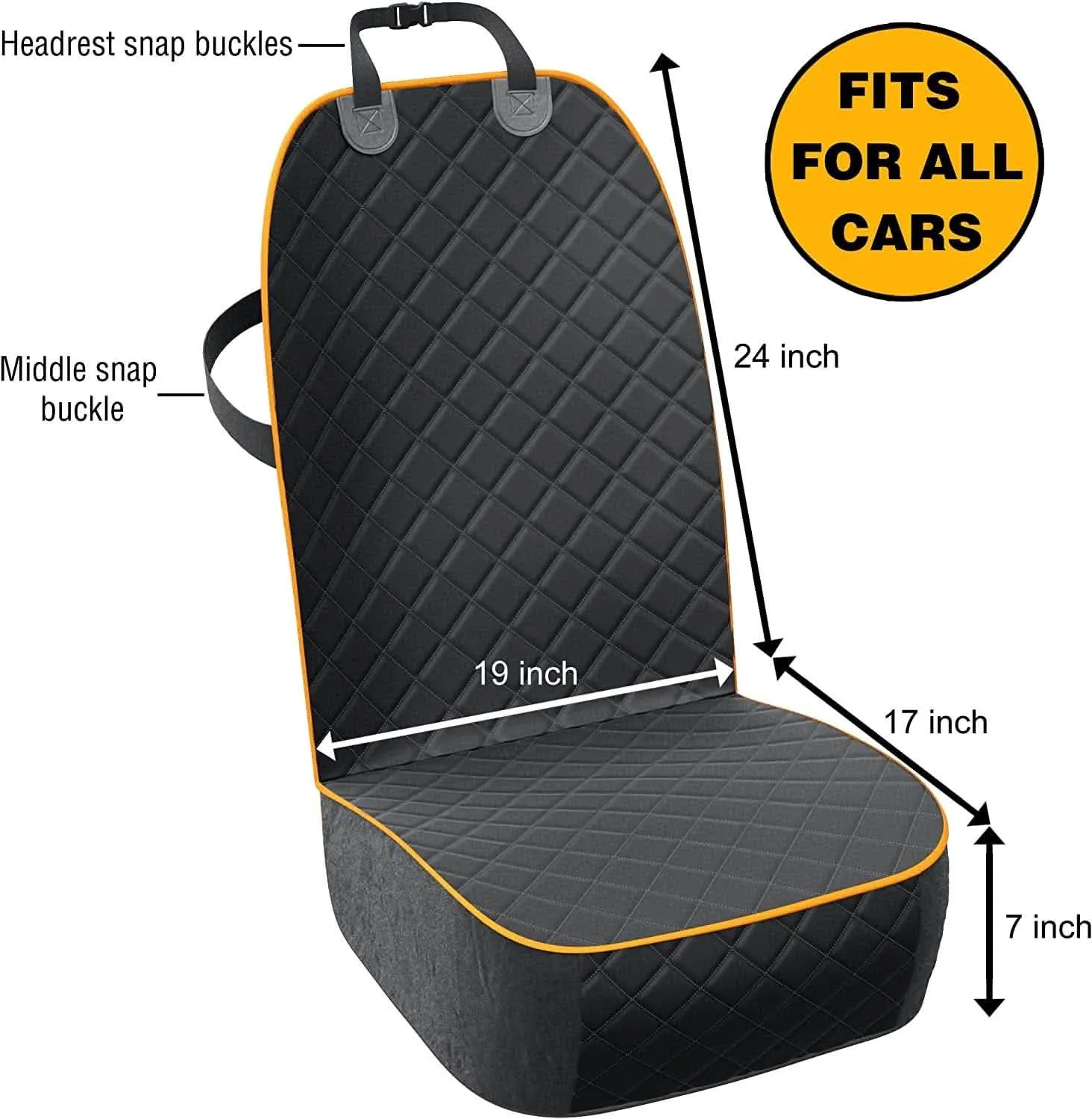 Front Seat Pet Cover | Waterproof Car Protector for Dogs | Universal Fit for SUVs, Trucks & Sedans | Orange