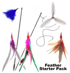 Go Cat Feather Starter Pack - Cat Wand and 5 Feather Attachments