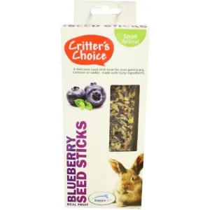 Happy Pet Critters Choice Small Animal Blueberry Seed Sticks Treat 2 Pack