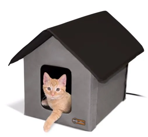 kh 18IN. X 22IN. X 17IN. OUTDOOR HEATED KITTY HOUSE - GRAY