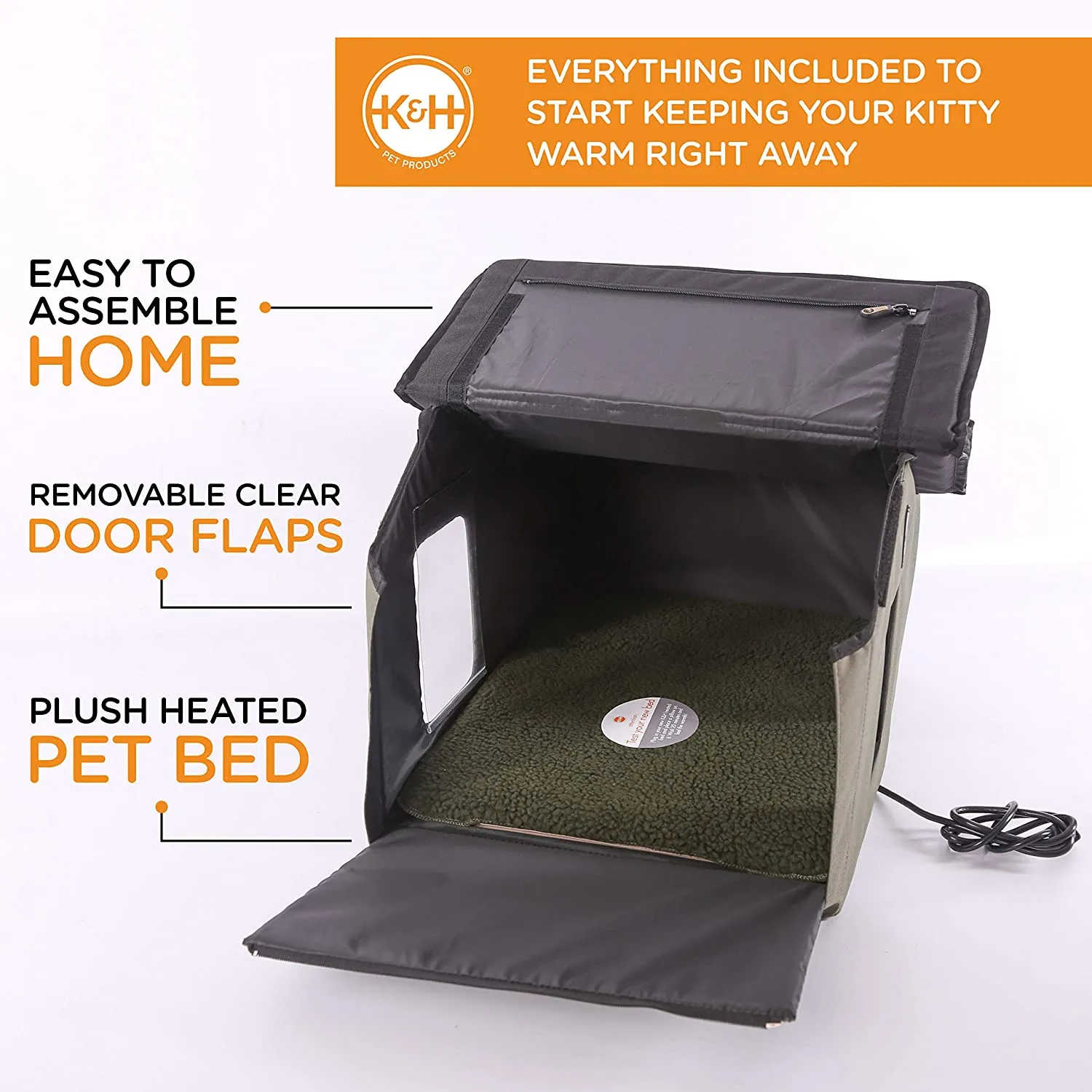 Outdoor Heated Cat House - Extra-Wide - Red - 26.5" x 15.5" x 21.5"