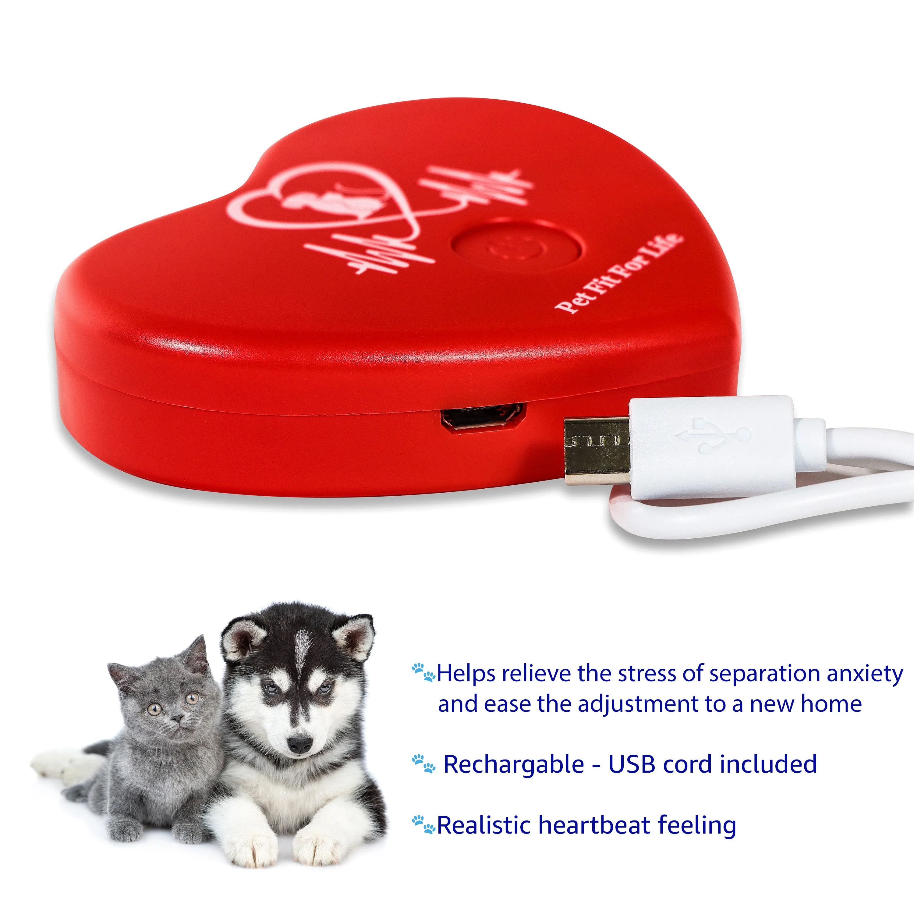 Pet Fit For Life Heartbeat Plush Cat Toy with Heat for Calming Anxiety