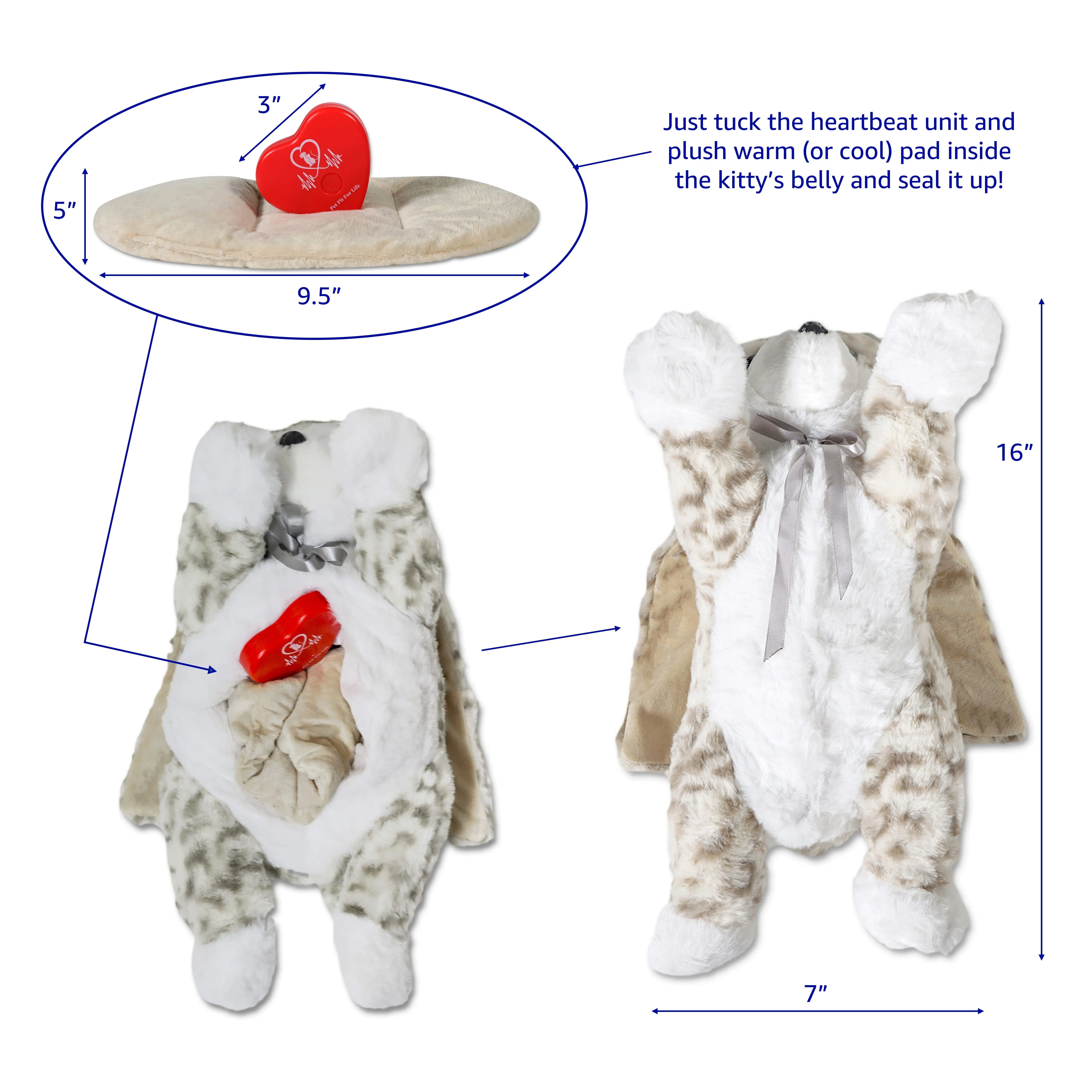 Pet Fit For Life Heartbeat Plush Cat Toy with Heat for Calming Anxiety