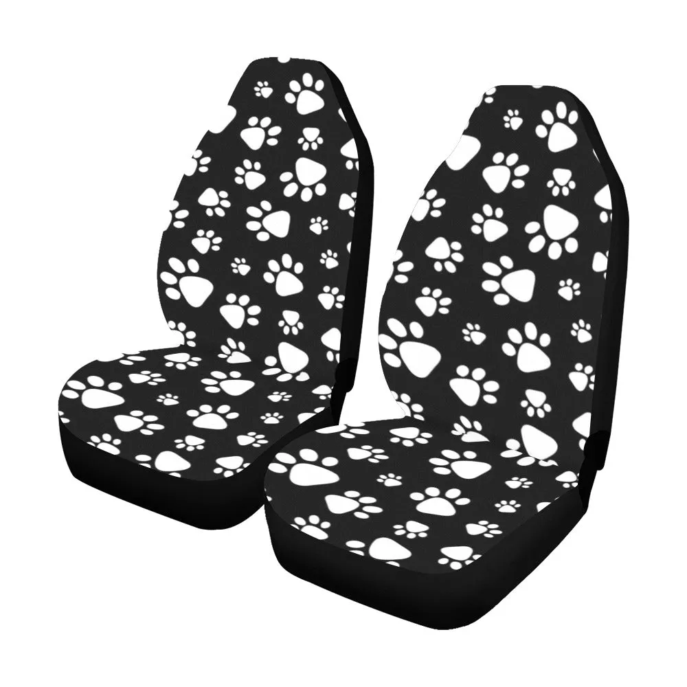 Pet Paws Car Seat Covers for Vehicle 2 pc Set, Animal Dog Cat Print Pattern Front Seat Puppy Gift Women Protector Accessory SUV Decoration