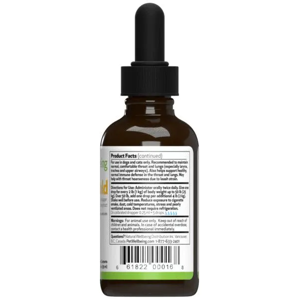 Pet Wellbeing Throat Gold - Cough & Throat Soother for Dogs