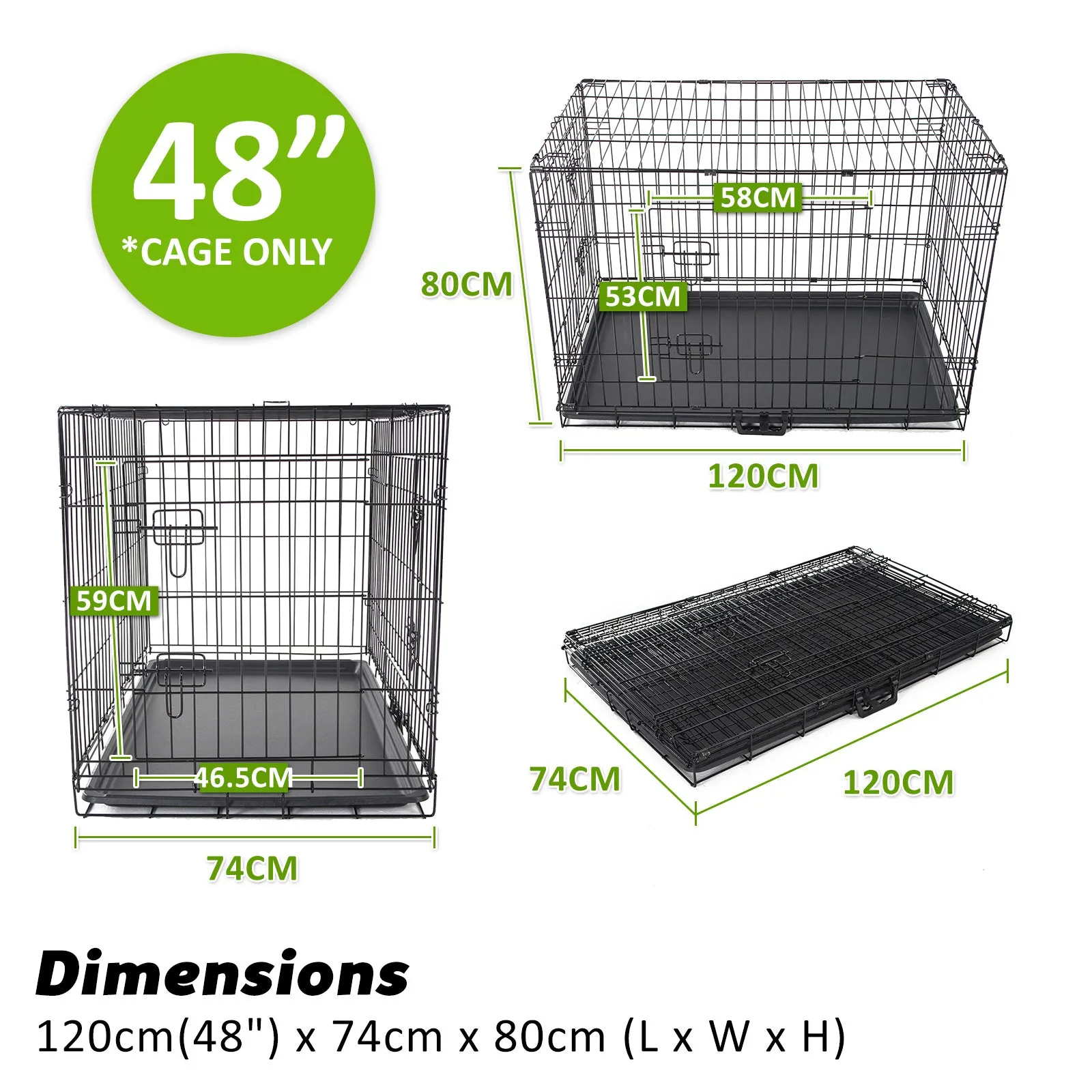 Wire Dog Cage Crate 48in with Tray   Cushion Mat   Pink Cover Combo