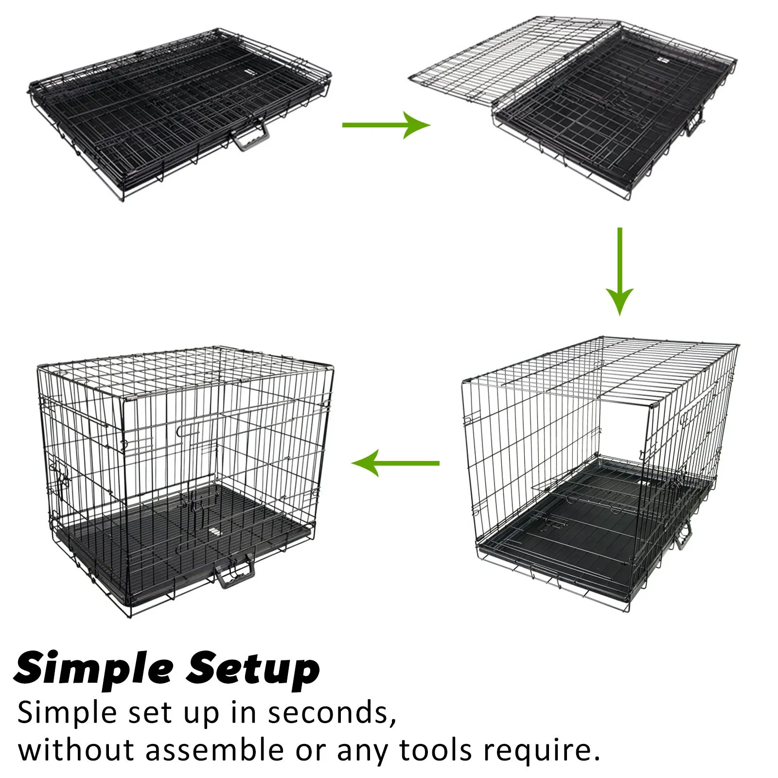 Wire Dog Cage Crate 48in with Tray   Cushion Mat   Pink Cover Combo
